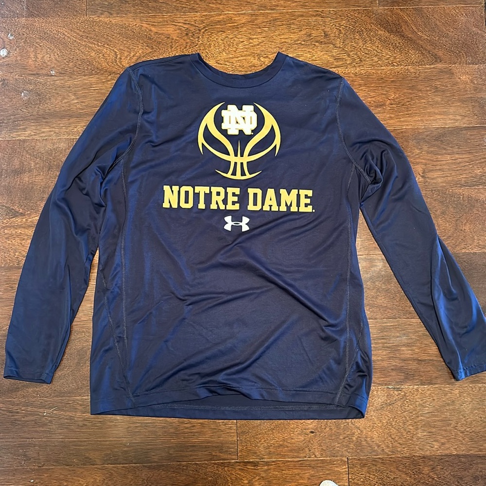 Notre Dame Fighting Irish Under Armour Shirt Long Sleeve Navy Adult Medium